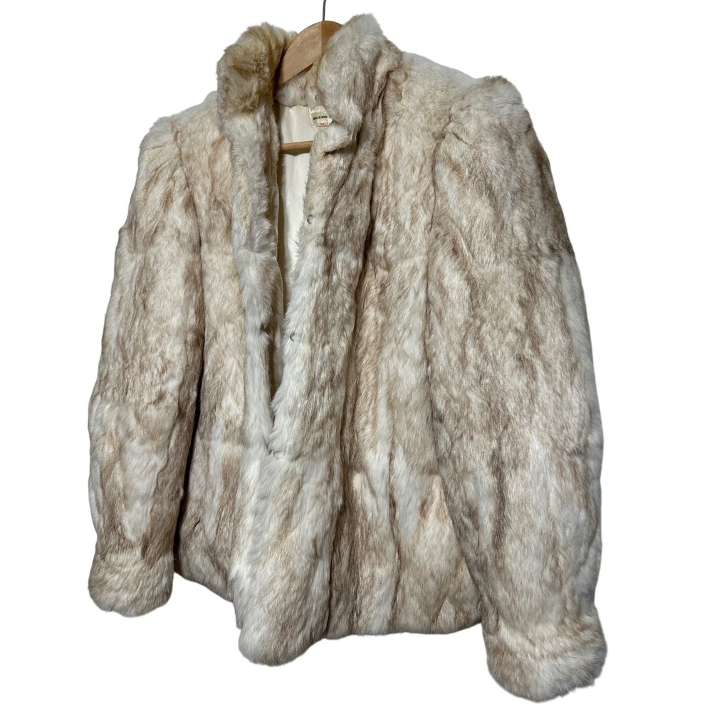 Vintage‎ Fur Coat Cream Beige Women's Size Medium Luxury Outerwear